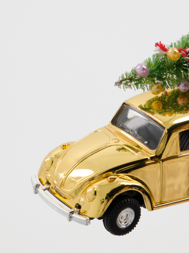 Gold Car Christmas Decoration Mini