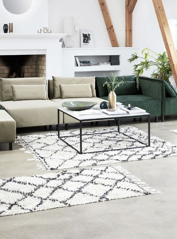 Kuba White & Black Rug